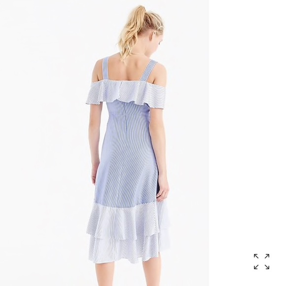 NWOT JCrew Striped Ruffle Silk Dress - Picture 2 of 8